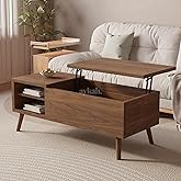 Aykah Maverick 39" Lift Top Coffee Table with Storage Compartment and Shelf, Walnut Lift Top Living Room Table (Walnut)