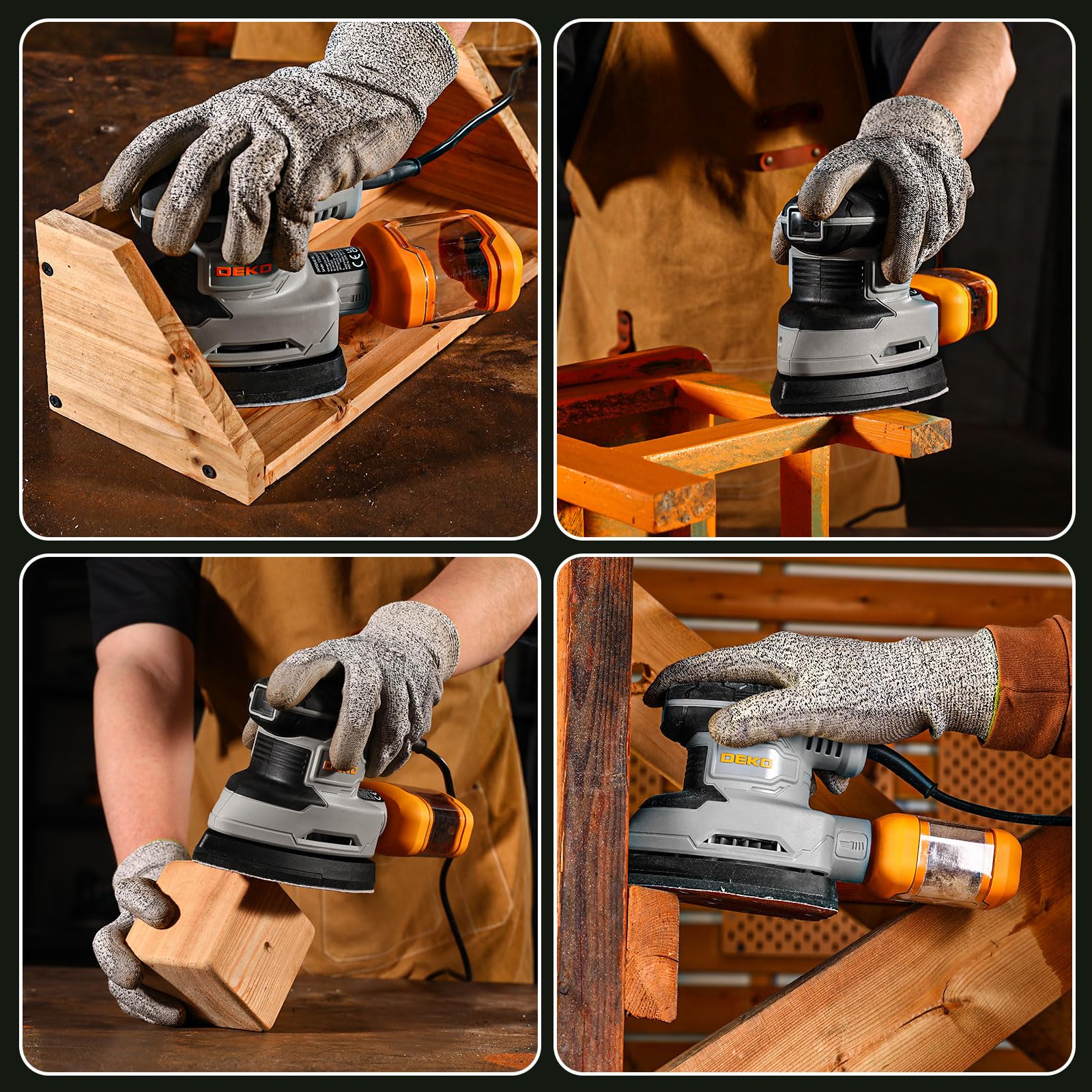 Schleifmaschine mit Absaugung für Holz Deltaschleifer: DEKOPRO Dreieckschleifer 13000 RPM 180W mit 15 Schleifpapier – Ideal für Schleifen,Polieren,Entfernen,Holzwerkstatt DIY 8