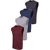 Reset Dri-Fit Muscle Gym Tank Tops for Men, Active Athletic Performance Tops - 4 Pack
