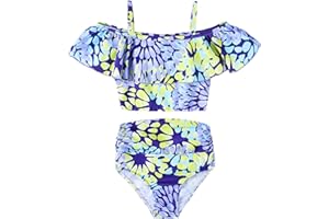 DNFUN Girls Bathing Suits Two Piece Kids Swimsuits Summer Beach Swimwear