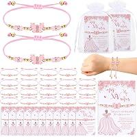 Quinceanera Partygeschenk-Set – 25 Rosa Schmetterlings-Armbänder Mit Wunschkarten & Organzabeuteln
