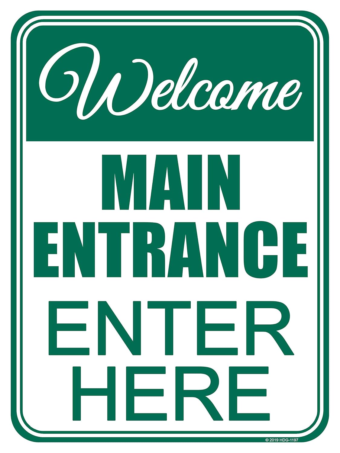 Honey Dew Gifts Outdoor Welcome Sign, Welcome Main Entrance Enter Here 9 inch by 12 inch Metal Aluminum Welcome Sign for Front Door, Made in USA