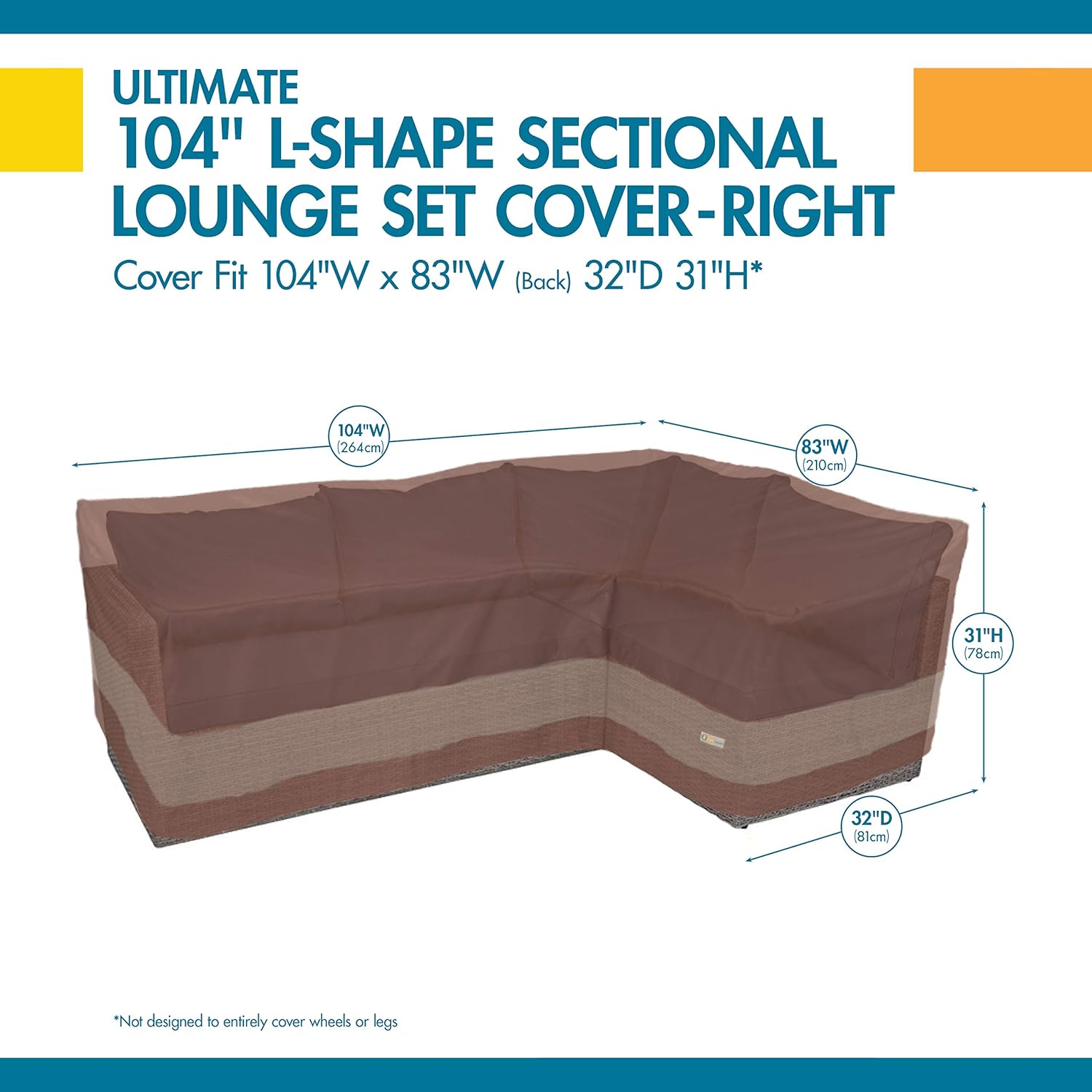 Duck Covers Ultimate Waterproof 104 Inch Patio Right-Facing Sectional Lounge Set Cover : Garden & Outdoor