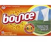 Bounce Outdoor Fresh Scented Fabric Softener Dryer Sheets, 15 Count