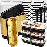 EgticHome Mini Loaf Pans with Lids and Spoons (100 Pack, Black-gold, 6.8oz) Rectangular Aluminum Foil Baking Pans