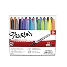 Sharpie 75846 Permanent Markers, Fine Point, Assorted Colors, 24-Count