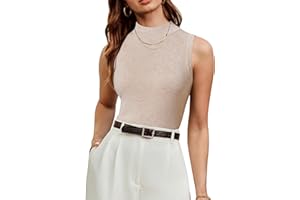 Arach&Cloz 2026 Women's Wool Blend Sleeveless Turtleneck Sweater Knit Tank Tops Soft Fashion Outfits