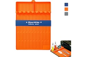 BreBbuming Upgraded Silicone Grill Mat Compatible with Blackstone Barbeque Grill Accessories Side Shelf Mat Grill Pad Spatula Mat for Outdoor Grill, Kitchen, Countertop, Orange, 16'' x 11.5''