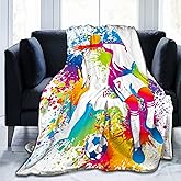 Soccer Sports Blanket Football Ball Players Super Soft Warm Bed Bedding Throw Blankets for Couch Bedroom Sofa Office Car, Cozy Flannel Plush Blanket Gifts for Boys Girls Teen Adults, 60"X50"