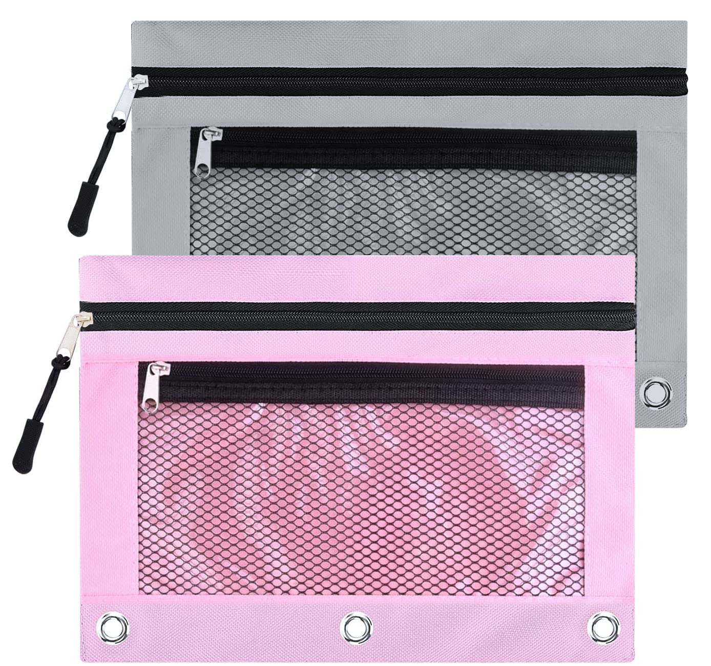 Photo 1 of AHOME 3 Ring Binder Pencil Pouchs, Zippered Pencil Pouch Double Pocket Pencil Pouch 3 Ring with Clear Window