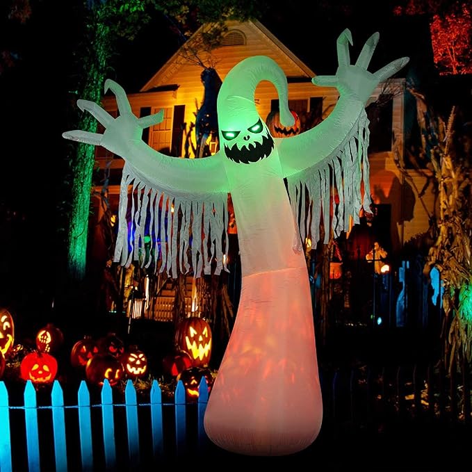 Decoración de fantasmas inflables de Halloween de 10 pies, luces LED de