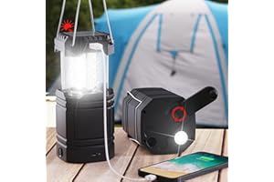 Camping Lantern, 3000mAh Type-C Solar Hand Crank Powered Emergency Lights for Power Outage, Collapsible Portable Flashlight C
