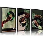 KKP Black Men Wall Art African American DJ Painting Pictures Wall Decor Hip Hop Posters Modern Music Theme Prints Artwork for Mens Apartment Dorm Studio Bedroom Livingroom 12x16 in Unframed