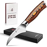 TUO Bird-Beak Paring Knife, Handy Peeling Knife, German X50CrMoV15 Stainless Steel, Full Tang Eye-catching Ergonomic Pakkawoo