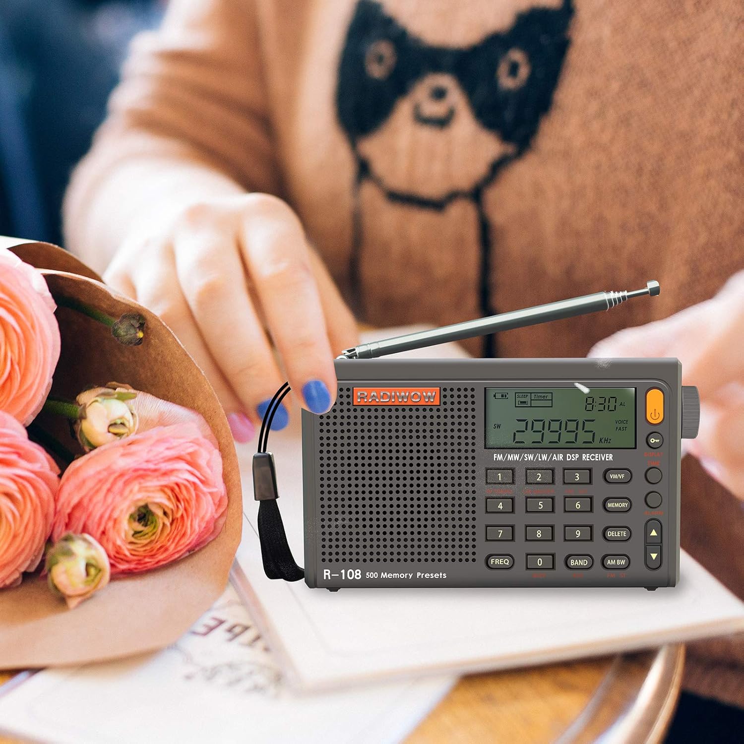 RADIWOW R-108 AM FM Shortwave Radio, LW MW AIR Band DSP Full Band Portable Radio Battery Operated with Sleep Timer Alarm Clock 500 Memories preset Stations A Gift for Family: Home Audio & Theater