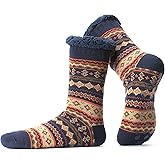 The Metluks Men's Slipper Socks with Non-Slip Grippers, Thermal Fuzzy Warm Sherpa Lining, Cozy Gifts