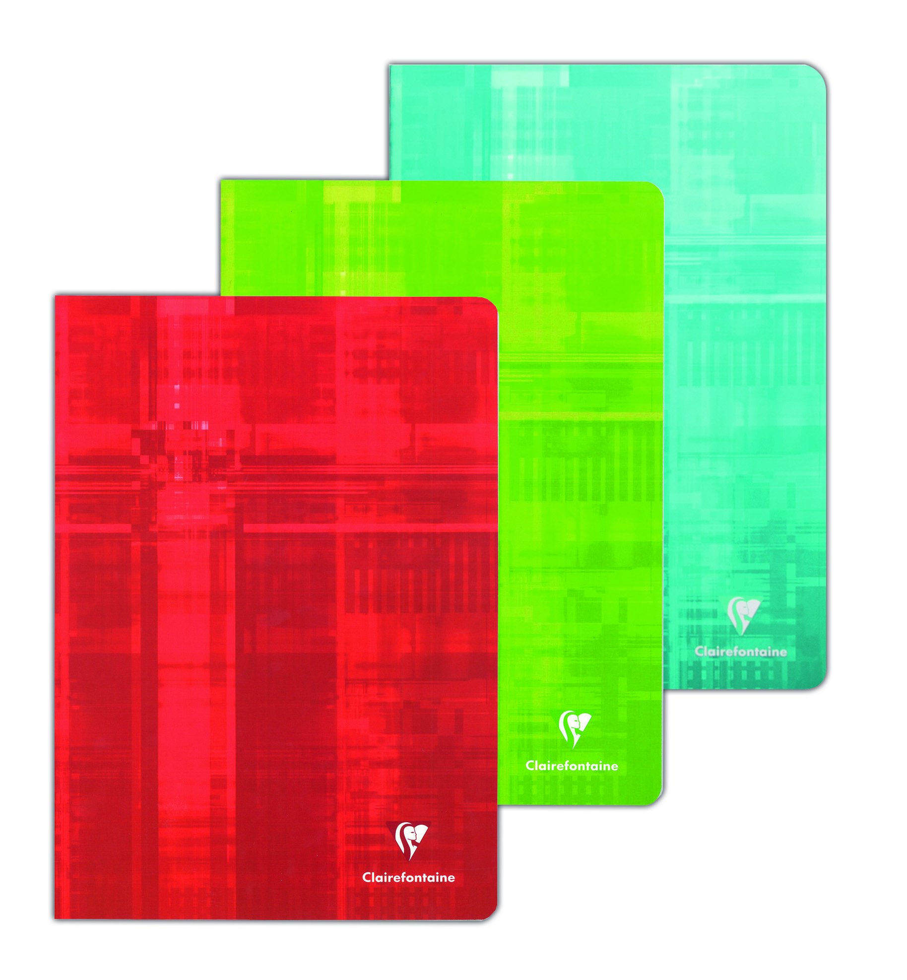 Clairefontaine 631662AMZC - Set of 3 Stapled Notebooks - Dimensions: A4 21x29.7 cm - 96 Small Squares Pages - White Paper 90 g - Random Colour Card Covers