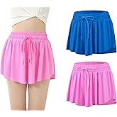 2 Pack Girls Athletic Flowy Shorts with Pockets Butterfly Running Active Workout Sports Elastic Waist Skorts for Kids