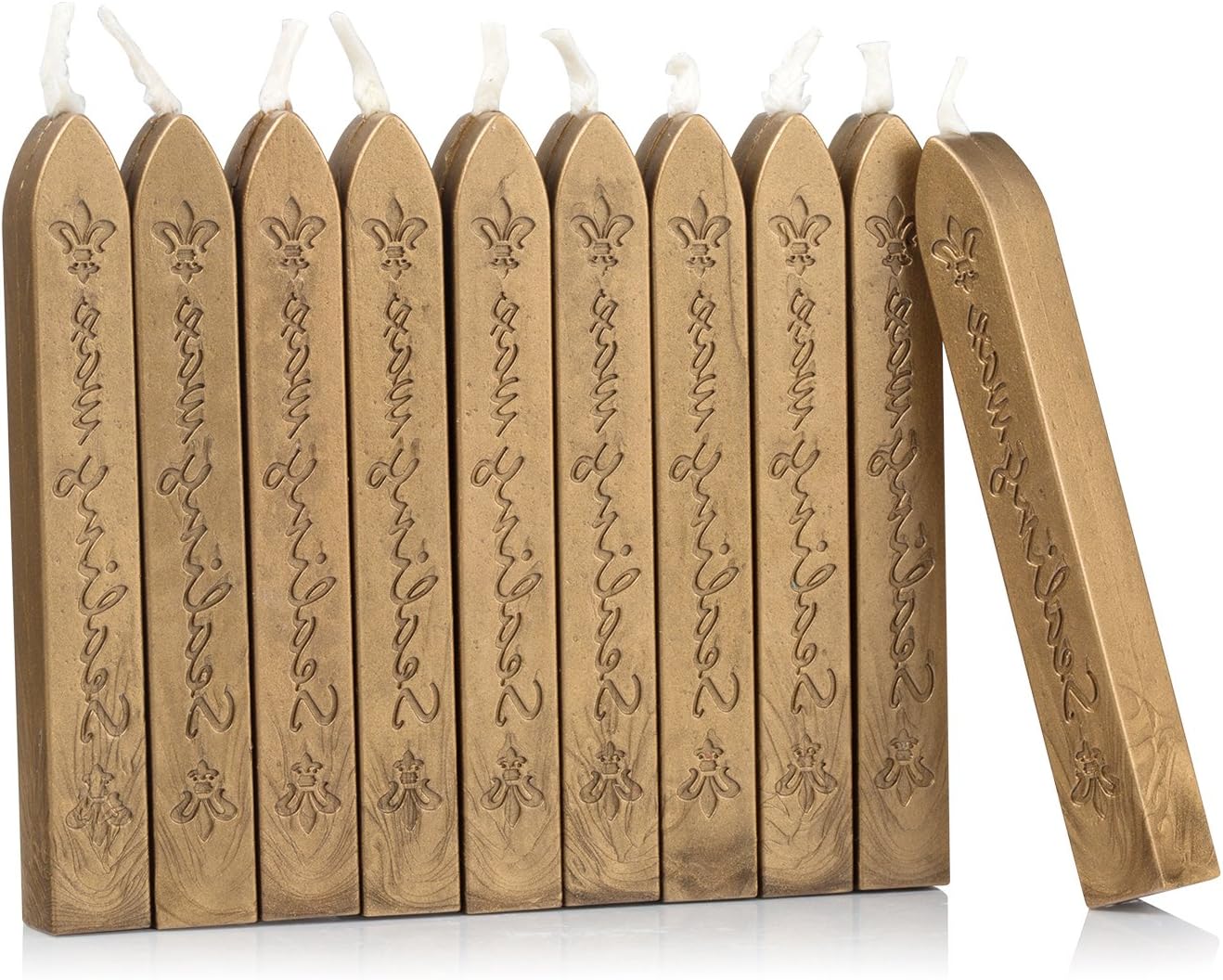 Mceal Sealing Wax Stick with Wick Flower De Luce of France Retro 10 Pieces Pack(Peanut Brown)