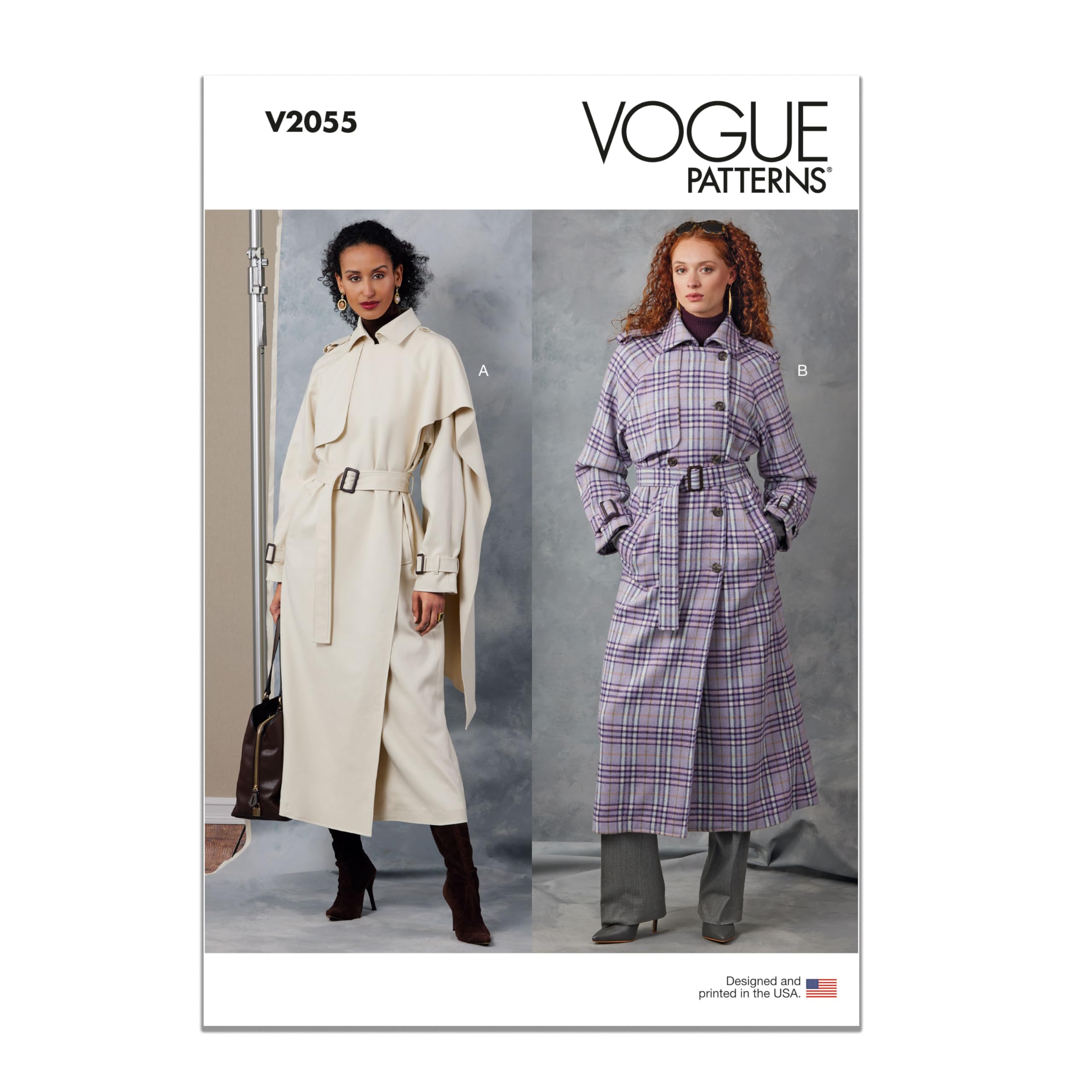 Vogue Patterns Paper Pattern V2055B5 Misses' Trench Coats and Belt B5(8-10-12-14-16)