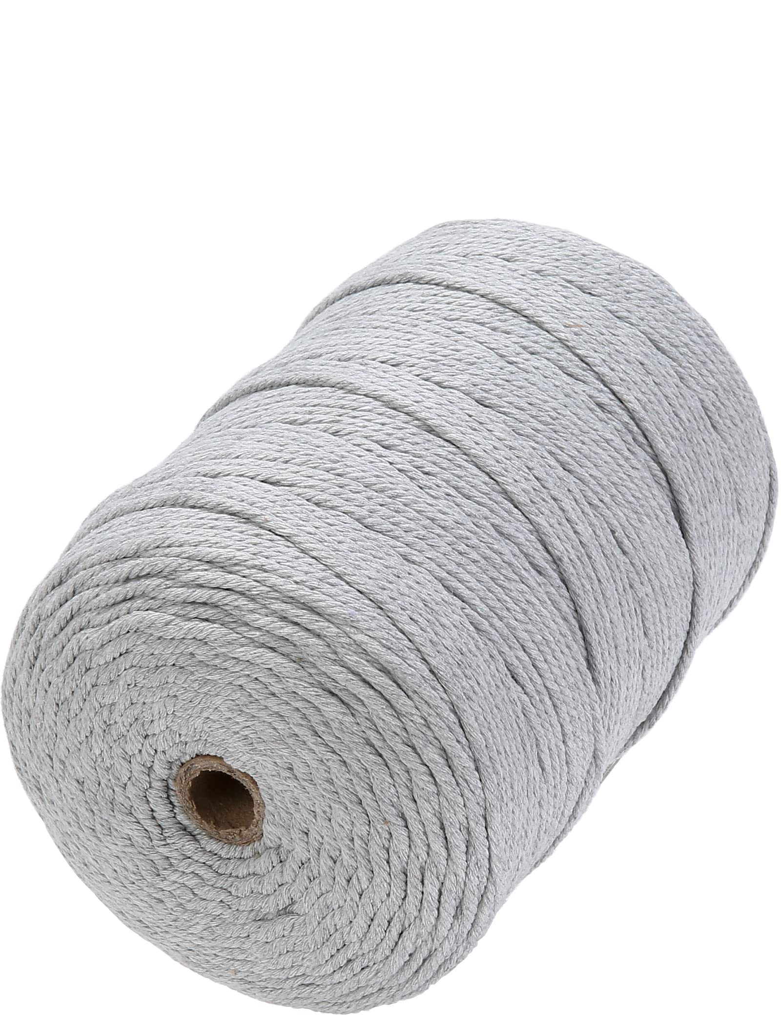 GOHOF Macrame Cord 3mm x 200m Premium Cotton Macrame Rope, 4 Strand Twisted Soft Cotton Cord, One of The Most Perfect Materials for Macrame Art, Cotton String Without Chemicals (Light Grey) — image 1