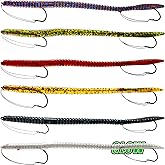 VMSIXVM Weedless Fishing Lures Bass Lures, Soft Plastic Worm Swimbaits | 6 in Durable Rubber Body, Pre Rigged 2 Sharp Weedless Hooks, Hand Craft, More Bites, Fish Anywhere, Fishing Gifts for Men