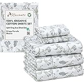 RUVANTI 100% Organic Cotton Sheets Split King, Percale Weave, GOTS Certified, 5-Piece Set, Deep Pocket 15", Crisp & Breathable, Soft Durable Bedding, Sábanas Algodón Orgánico – Vine Yard