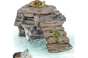 REPTI ZOO REPTIZOO Turtle Tank Filter, 120GPH Turtle Filter Basking Platform with Detachable Bridge for Climbing Ramps and Diving, Quiet Aquatic Reptile Filter Keeps Water Clean, Terrarium Decor