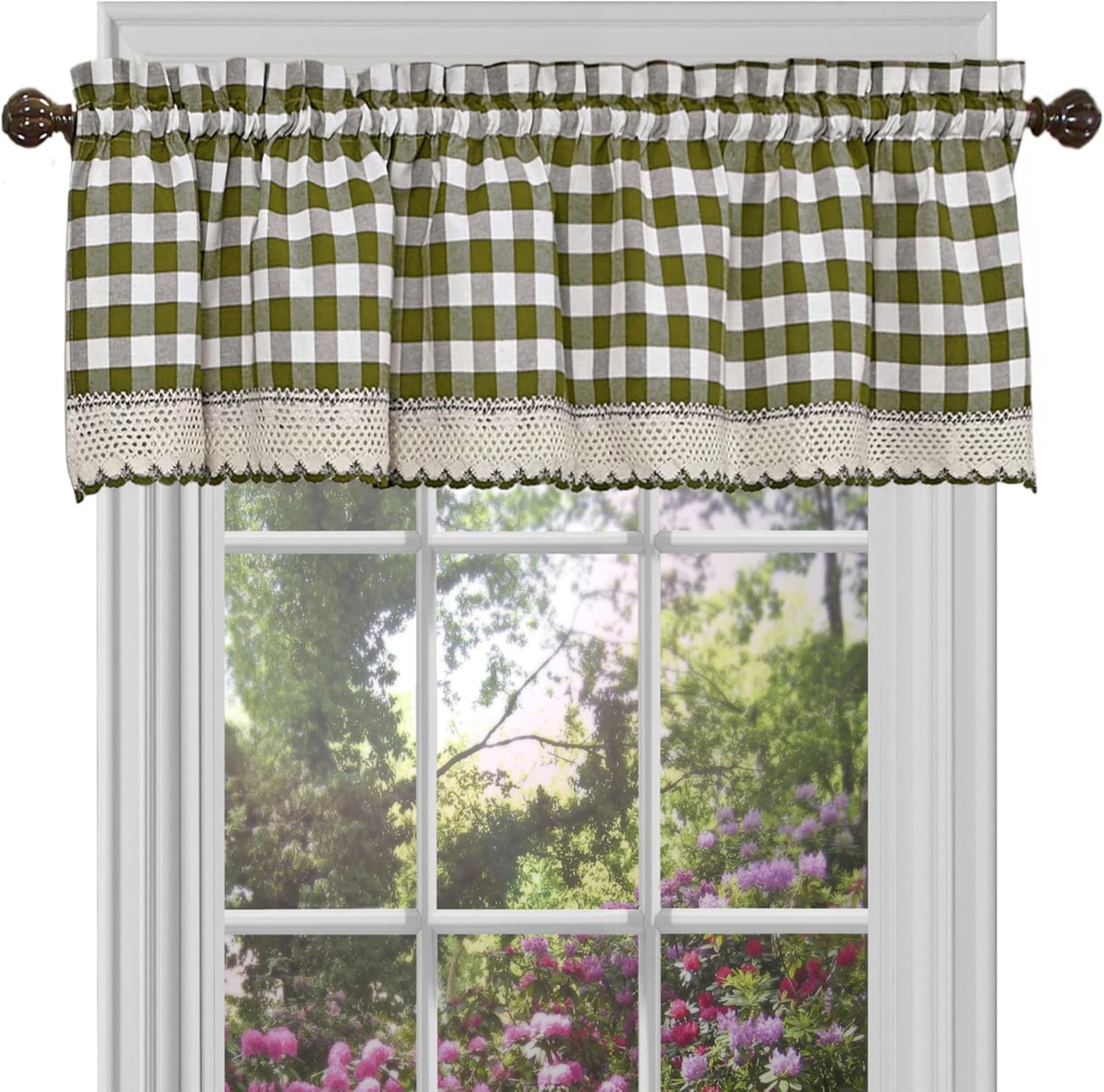 Achim Home Furnishings Buffalo Check Valance, 58-Inch by 14-Inch, Sage