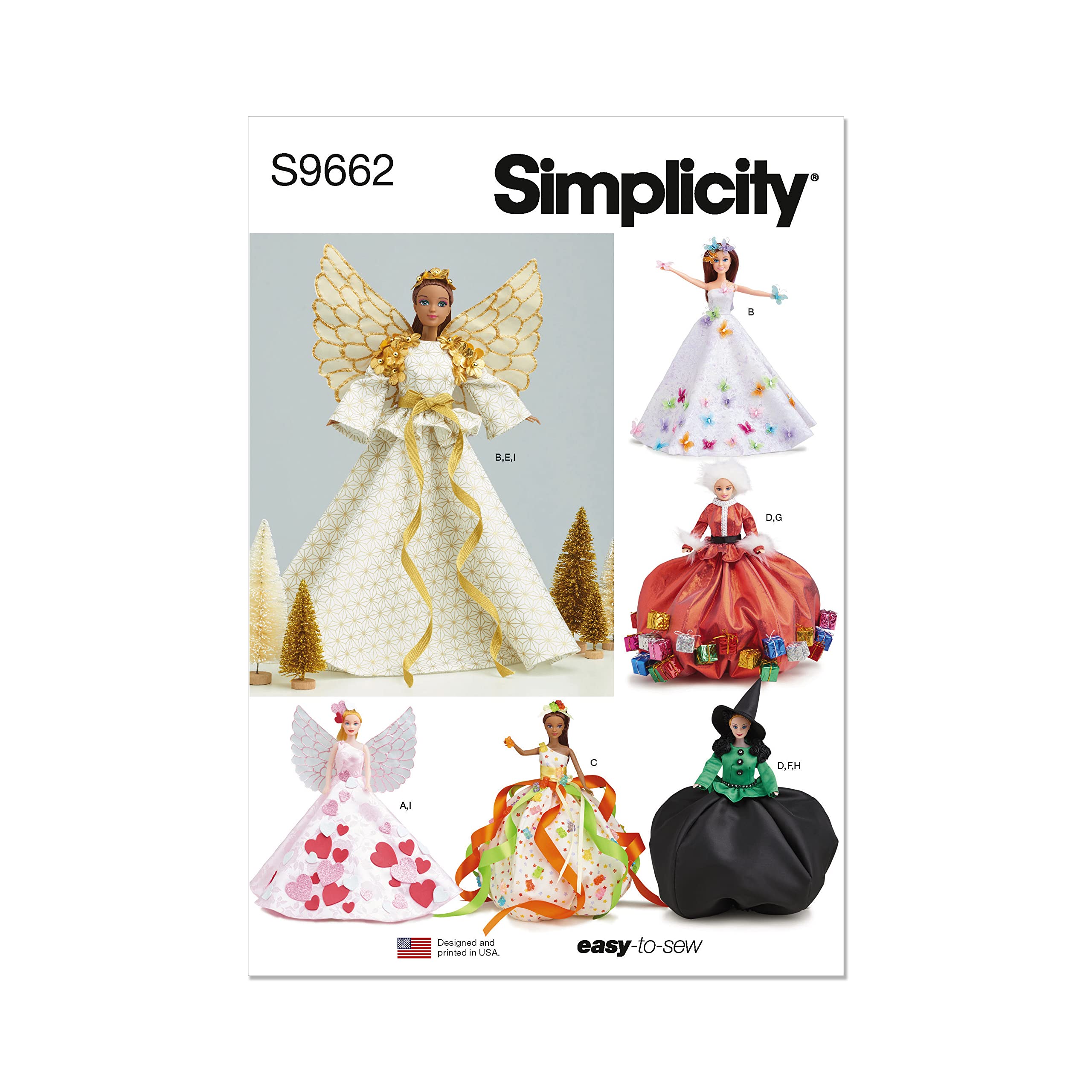 Simplicity SS9662OS Holiday Fashion Doll Clothes OS (ONE Size)