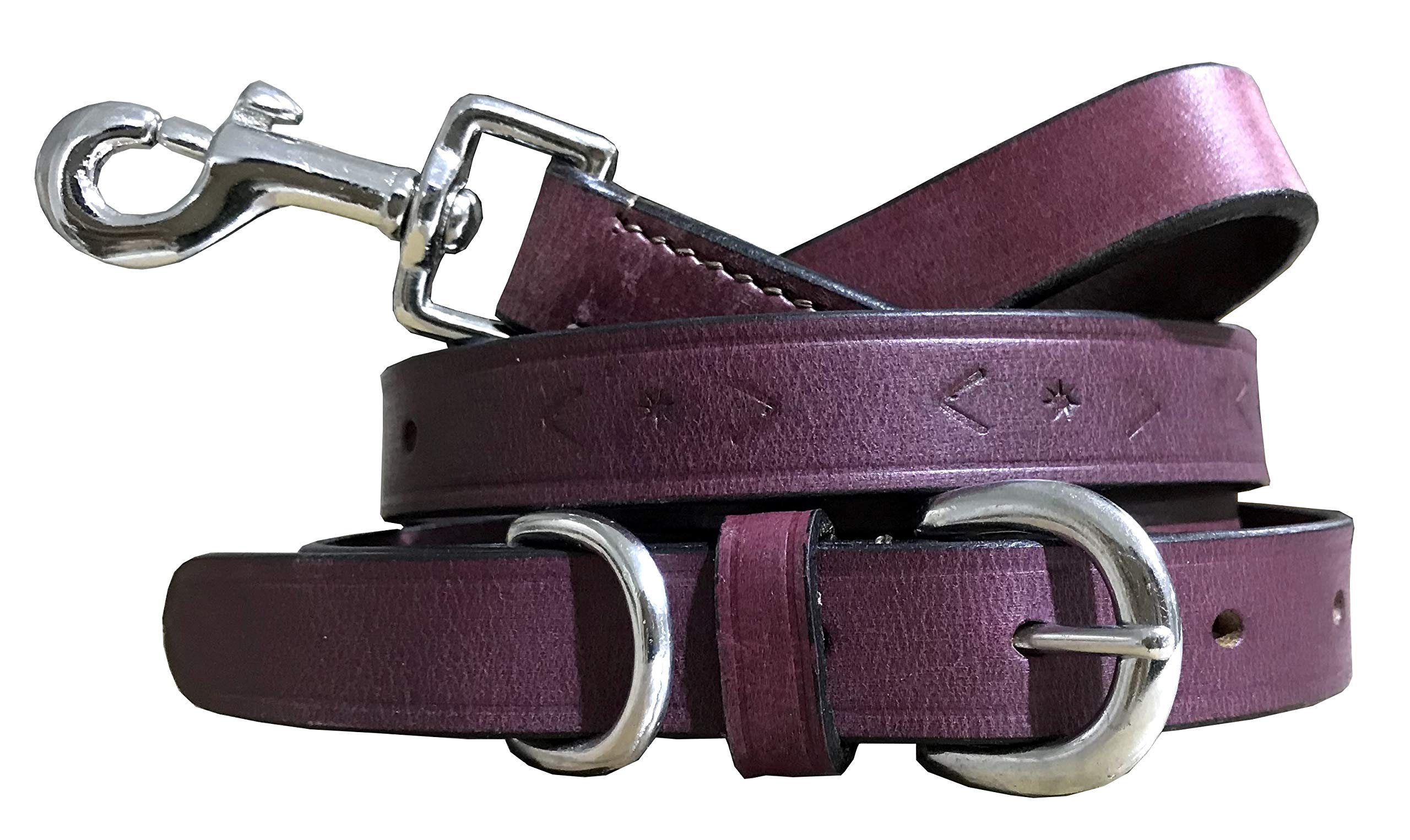 BRADLEY CROMPTON Genuine Leather Matching Pair Dog Collar and Lead Set L