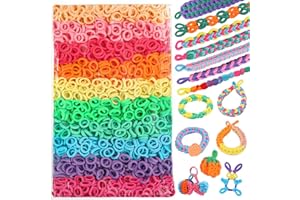 DNPHRPY 1600pcs Rubberband Bracelet Making Kit – 10 Colors Bracelet Loom Loops for Art and Craft,