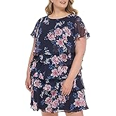 Jessica Howard Womens Floral Ruffle Chiffon Mini Shift Dress
