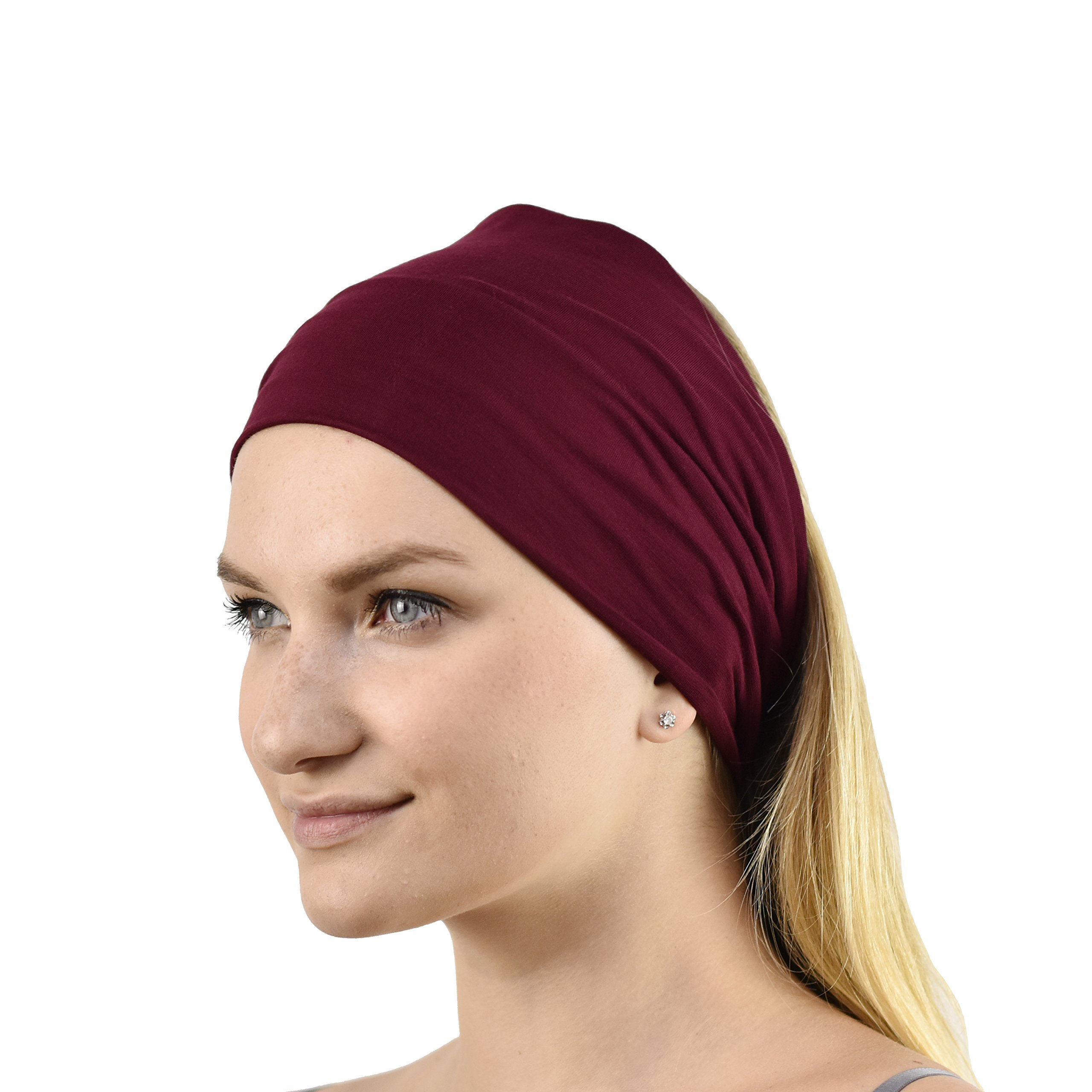 Jasmine Silk Unisex Bamboo Headband Hair Band (Burgundy) — image 1