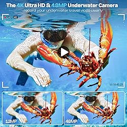 Underwater Camera, UHD 4K 48MP Autofocus Waterproof