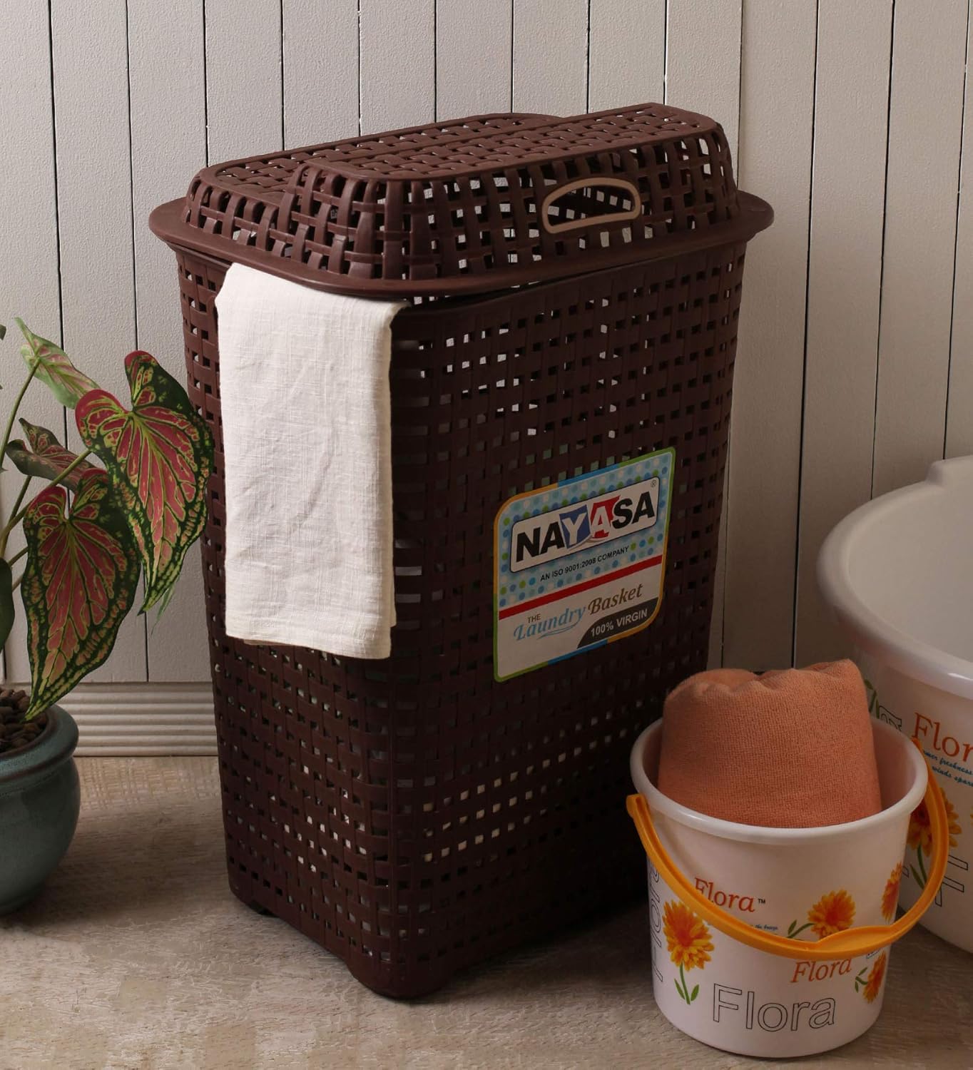 Buy Nayasa Laundry Basket Square Brown Online at Low Prices in India