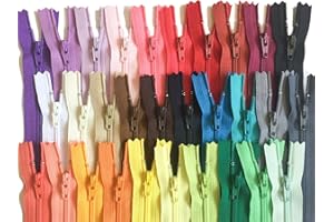 10 Inch Assorted Colors YKK Zippers Number 3 Nylon Coil Set of 30 Pieces