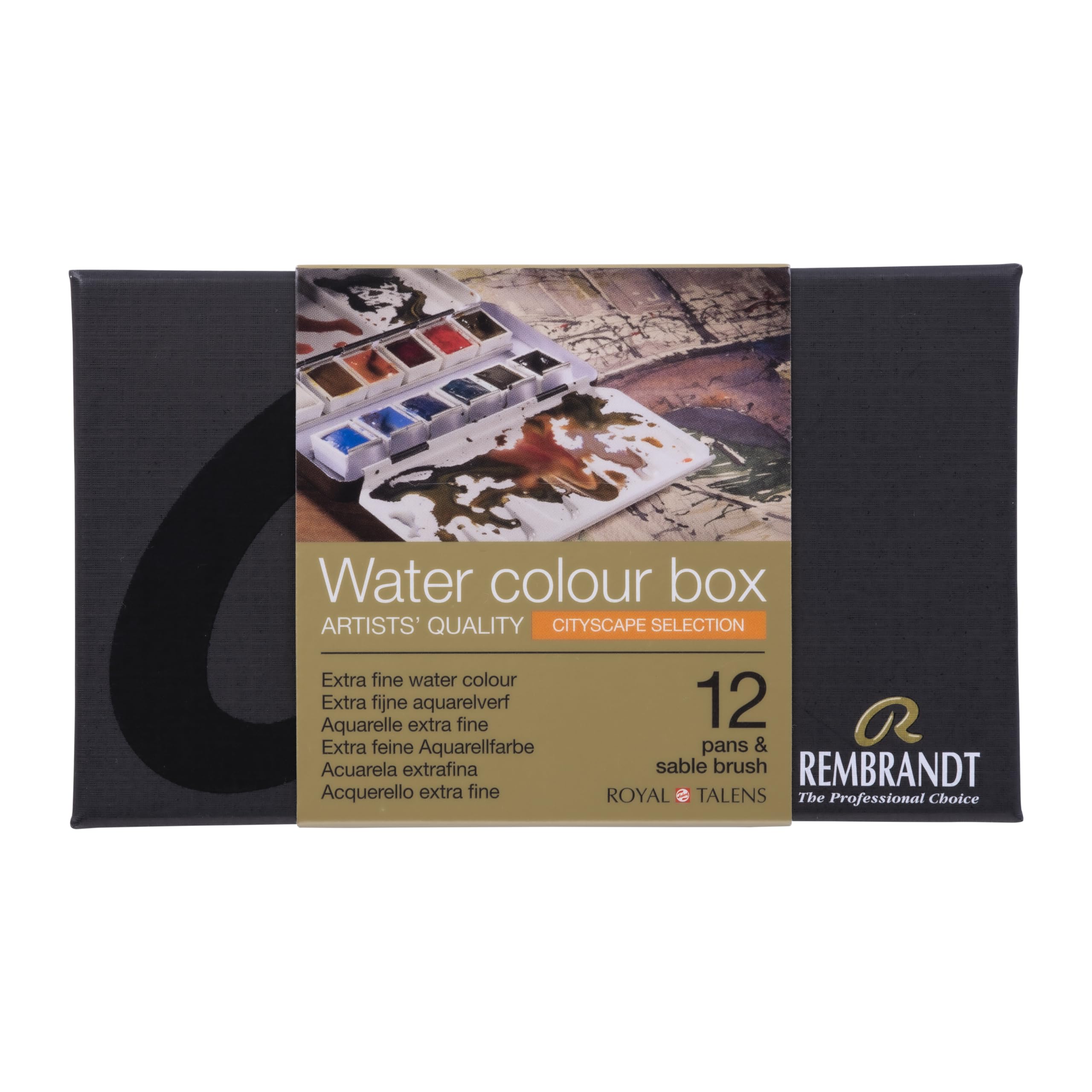 Rembrandt Professional Watercolour Paint Set in Luxury Metal Tin | Urban Cityscape Selection | 12 Colours + Brush