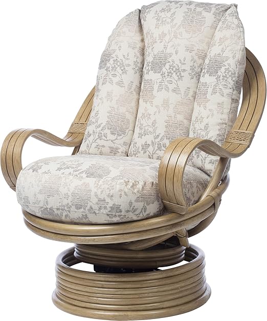 Desser Light Oak Deluxe Swivel Rocker Chair in Flora Fabric 360