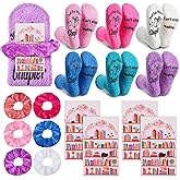 Cutecrop 6 Pack Book Lover Socks Gifts Sets for Women Fuzzy Book Club Gift for Readers Funny Bookish Reading Party Gifts with 6 Velvet Hair Scrunchies & Cards for Bookworm, Reading Enthusiasts