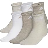adidas Women's Athletic Cushioned Quarter Ankle Socks 6 Pairs | 6-Pack, Targeted Cushioning, Arch Support, Breathable Moisture-Wicking, Reinforced Heel &amp; Toe, All-Day Comfort