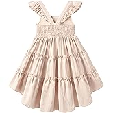 Arshiner Toddler Girls Dress Ruffle High-Low Hem Smocked Dresses Summer Beach Butterfly Sundress with Pocket