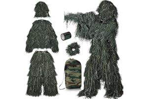 Ghillie Suit Camo Woodland Camouflage Forest Hunting 5-Piece + Bag
