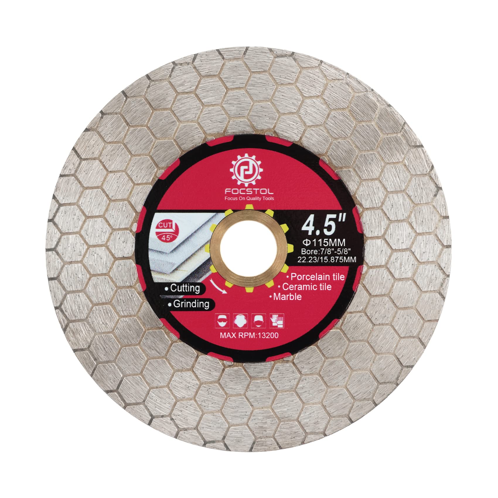 FOCSTOL Diamond Cutting Disc - 115mm Grinding Disc for Porcelain Ceramic Tile Marble Granite Artificial Stone — image 1