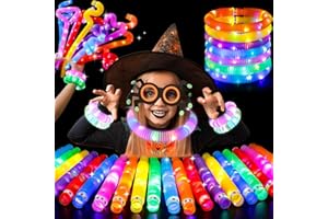 UrChoice Glow Sticks Party Favors for Kids, 8 PCS-LED Pop Tubes Glow Necklaces Bracelets, Glow in The Dark Party Supplies, Light up Camping Toys for Toddlers, Imaginative Play,Hours of Fun for Kids
