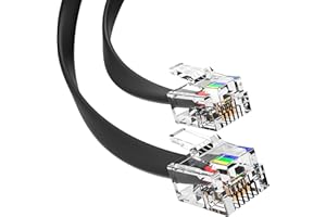 G-PLUG 3FT RJ11 Cable Phone Cord for Landline & Telephone Cord for RJ11 to RJ11 Devices – Smooth, Clear Connections & Optimum Quality – Durable Phone Cable with 4 Gold-Plated Contact Pins (Black)