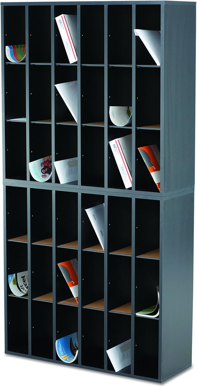 cubby storage for office mail on Amazon Com Safco Products 7765bl Wood Mail Sorter 18 Compartment Black Home Kitchen