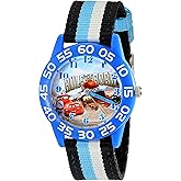 Disney Pixar Cars Lightning McQueen Mater and Mack Watch for Kids - Boys Watch - Toddler Watches - Kids Toys Boys for Toddler - Watches Teen - Blue Bezel - Multicolor Nylon Strap