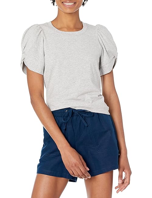 Amazon Essentials Women's Regular-Fit Twist Sleeve Crewneck T-Shirt, Light Grey Heather, X-Large
