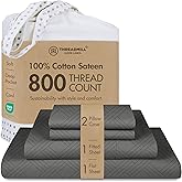 Threadmill Luxury 100% Cotton King Sheets - 800 Thread Count Jacquard Celine Dark Grey, Better Than Egyptian Cotton,4 Pc Striped Bed Set, Damask Sheets, Fits 16'' Deep Pocket